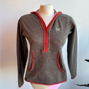 Arc'teryx Brown Hoodie with Red Trim